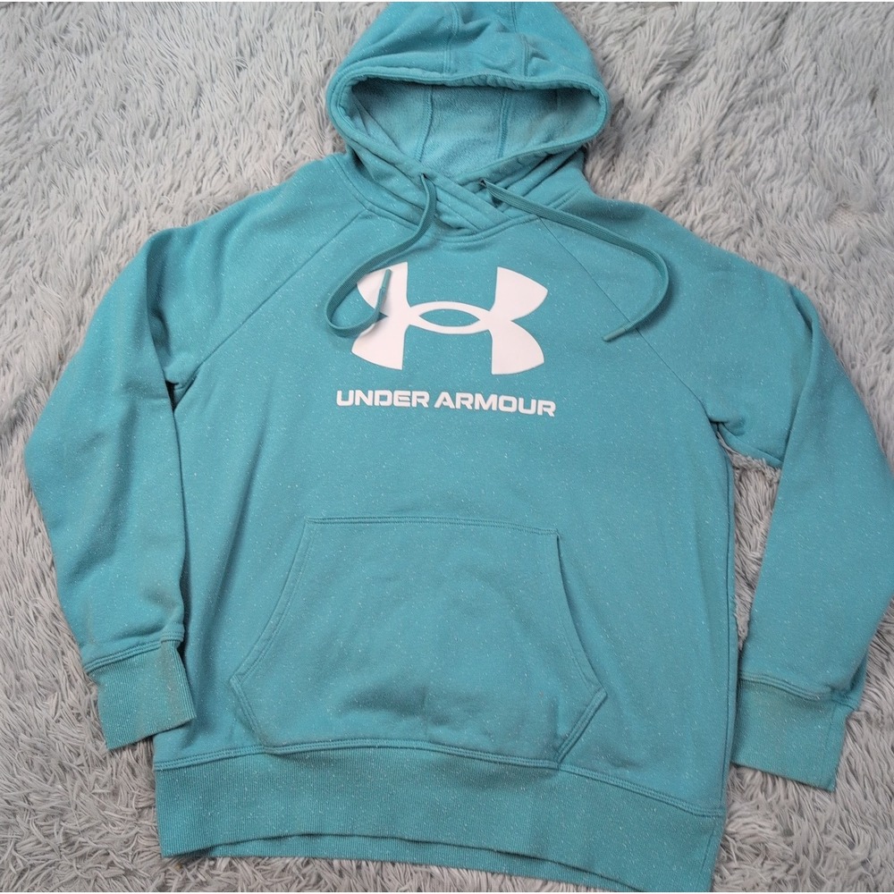 Under Armour Sweatshirt Womens M Blue Hoodie Cozy Athletic Pocket Speckled